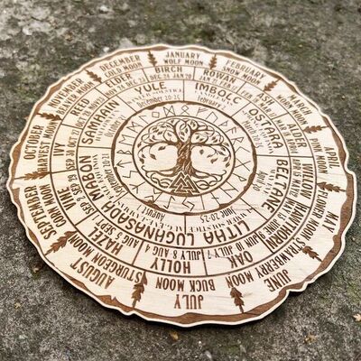 跨境LP Wheel Of The Year Wood Sign Tree of Life 年度之轮木牌