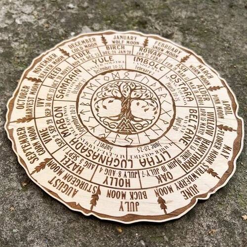 跨境LP Wheel Of The Year Wood Sign Tree of Life 年度之轮木牌