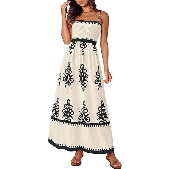 Summer Dress For Women 2025 Floral Sundress Spaghetti Strap图片
