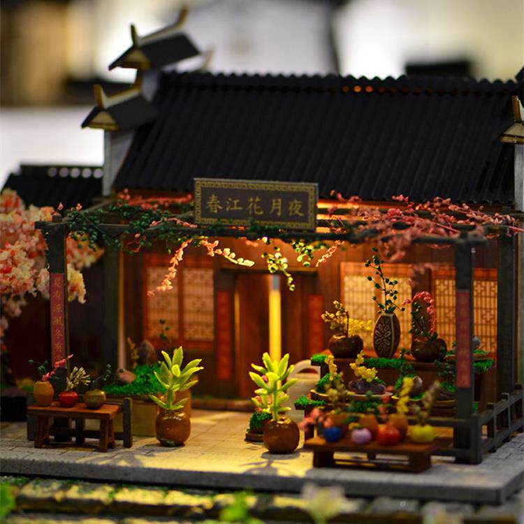 diy小屋中式国风古代江南微缩场景沙盘建筑模型摆件手工拼装材料