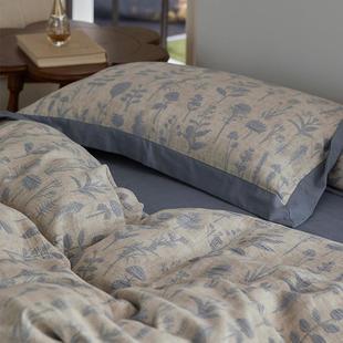 A类裸睡全棉水洗棉 简约复古风高级感床品 四件套纯棉床单被套日式