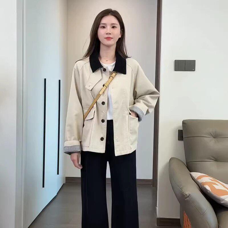 法国Rouje Moaks短款风衣外套女春秋装新款2026宽松休闲夹克上衣