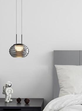 现代极简小吊灯玻璃黑色高端餐厅吧台创意北欧床头单头吊灯