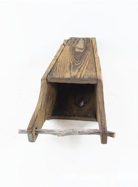 厂家销复古花木质CF18666水桶造型手带提干瓶花桶民宿客厅电视柜