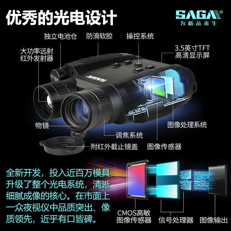 萨伽数码夜视仪高倍 高清望远镜间红NV800外线线夜视成像夜全彩
