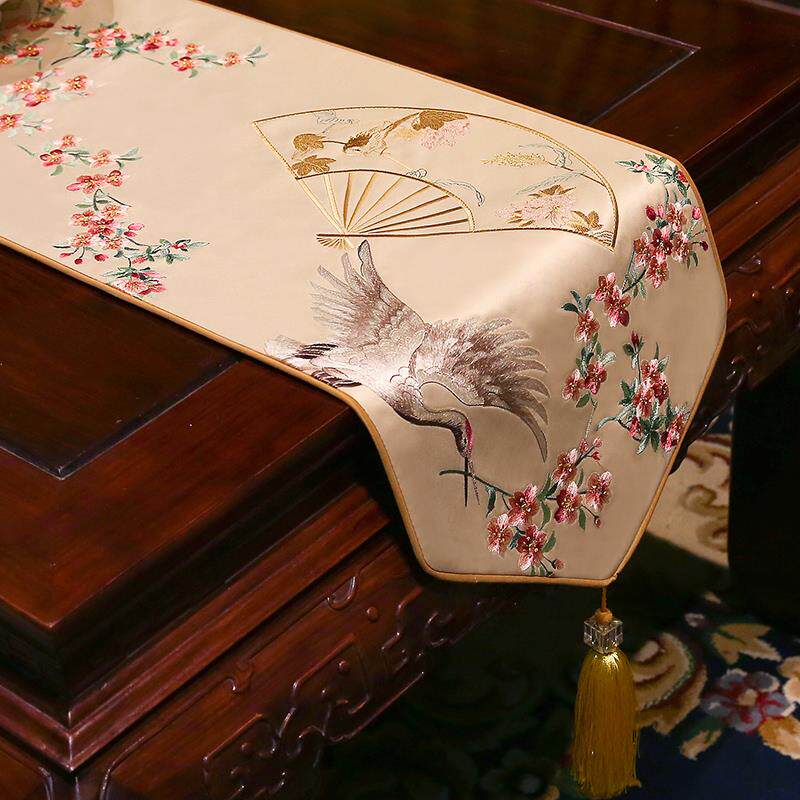 正品新中式刺布绣国风禅意桌餐桌桌旗