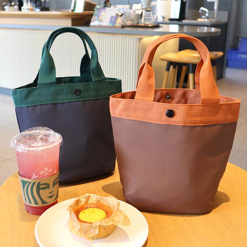 日式简约手提袋百搭通勤小布包可携式便当包上班族手拎便当带午餐