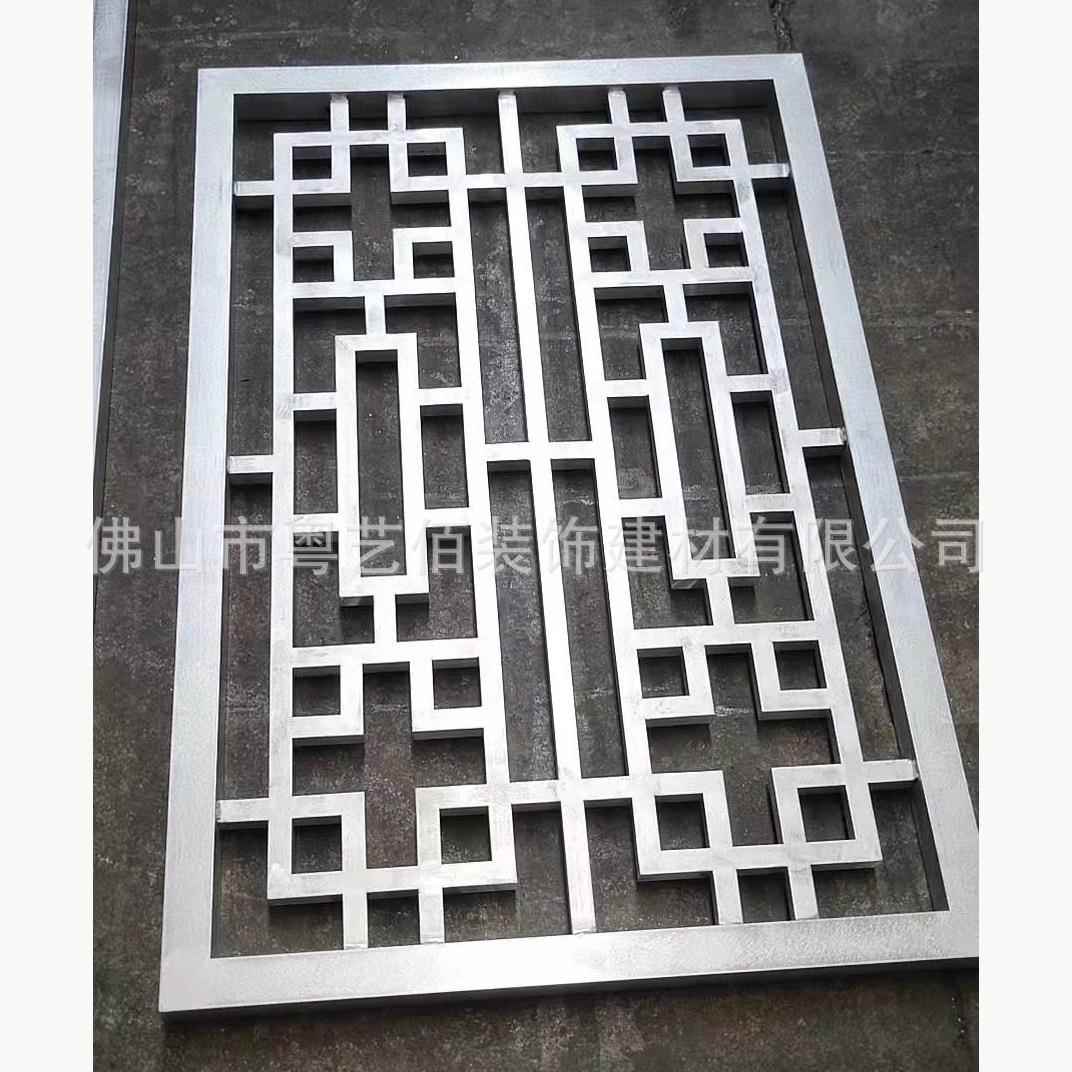 造铝型窗花屏风工厂别墅铝格栅型隔断UDM木艺纹铝挂落粤造佰