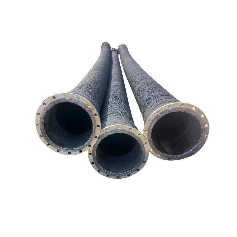 法兰大口高压橡胶钢丝吸骨架管管耐酸排径胶管矿用输水管抗磨泥