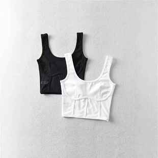 Fishbone Labeling Mesh Splicing Tank Top for Women,