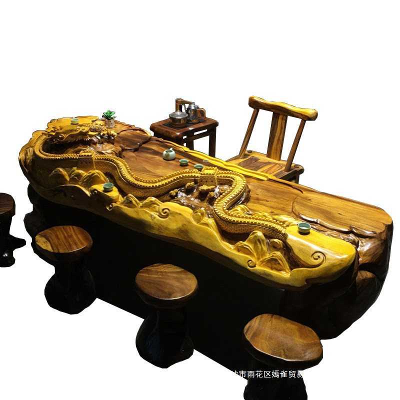 胡桃木根雕茶台实木树根茶桌家用功夫茶海原木树头茶几天然整体