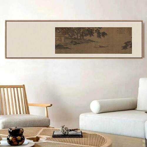 宋代美学新中式客厅山水画沙发背景墙装饰画茶室民宿横幅挂画酒店