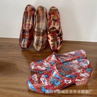 春夏中跟低帮女士雨鞋防滑耐磨防水浅口水鞋妈妈厨房软胶工作鞋女