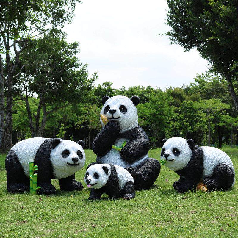 大熊猫玻璃钢雕塑动物园户外景观游乐场房地产幼儿园庭院摆件