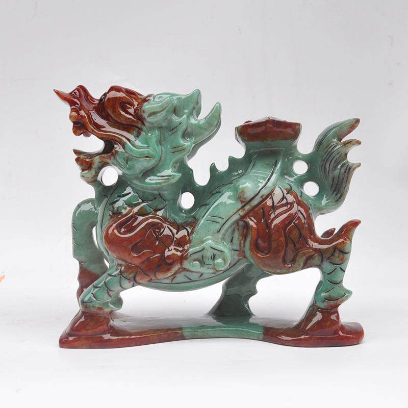 钰程本命年玉器20CM岫玉如意麒麟家居工艺品客厅装饰品祥瑞