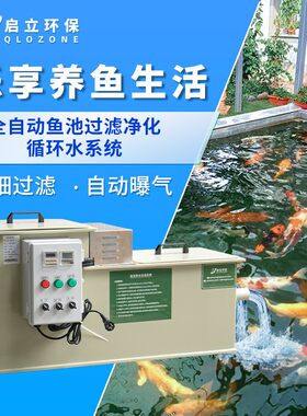 启立鱼池过滤器系统净化一体机微滤转鼓生化户室外景观鱼池过滤箱