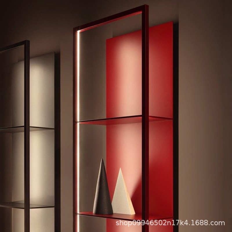 一字层板展示架隔板分层酒柜多层书架壁挂客厅轻奢发光墙上置物架