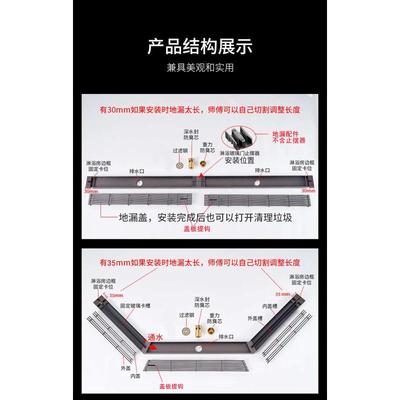 淋浴房无障碍地漏钻石型防臭地漏大排量304不锈钢加厚料玻璃隔断