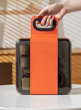 旅行茶侧把泡具茶壶茶杯HUM壶四杯便携式功夫收纳一盒快客杯礼刻