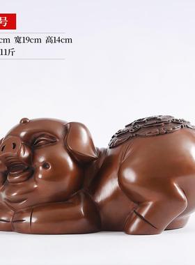 高档品紫铜猪摆件办生肖猪铜工艺装礼饰品客厅公室桌面摆设开业品