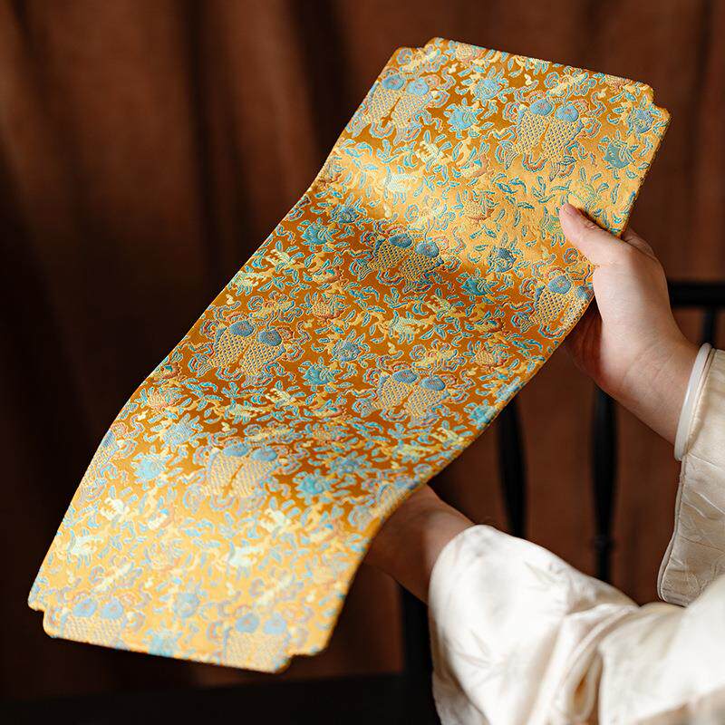束刻 高颜值浮光金银意锦杏叶茶席创浮光金-3织刺绣干泡席桌桌垫