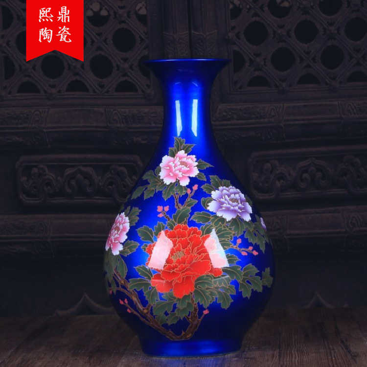 春装工艺品陶瓷柜台批发摆件 饰品陶瓷摆设玉壶釉家居花瓶水晶