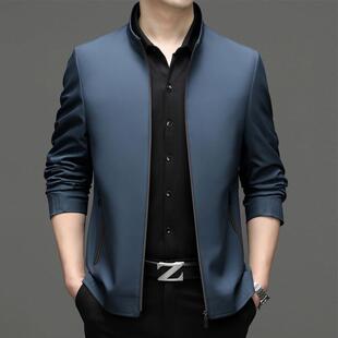 春秋季中年夹克男休装宽松士中老年闲男薄款1122-BB爸爸春装上衣