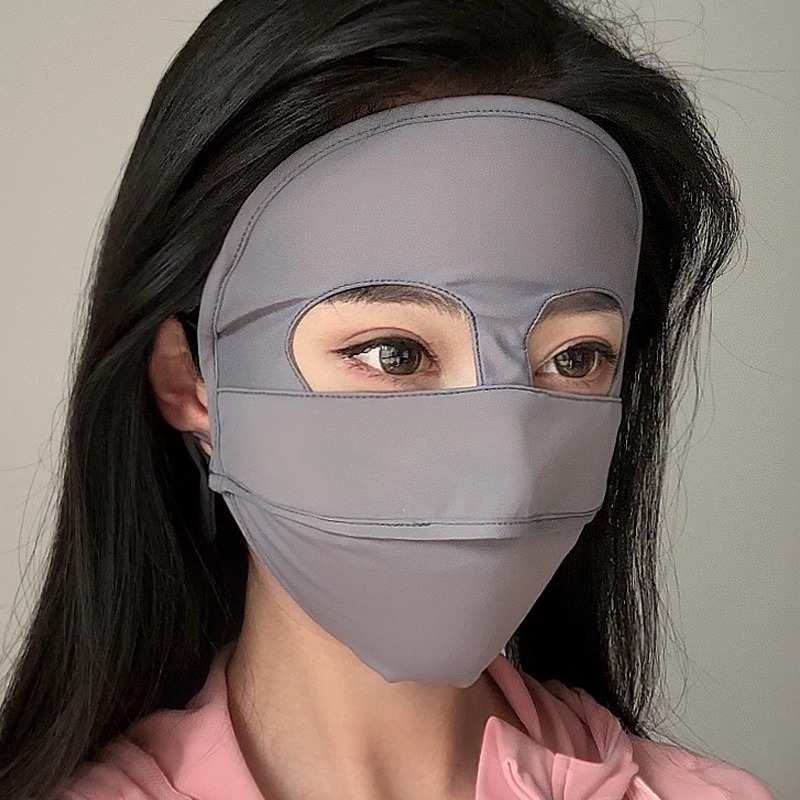 OKSK熊猫款防晒面罩女夏季脸基尼脸罩冰丝薄款口罩遮全脸防紫外线