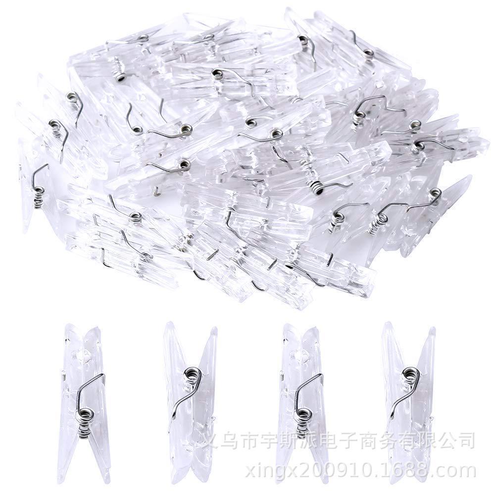 2021新款 亚马逊 新品100 PCS 迷你透明夹子塑料工具纸照片夹
