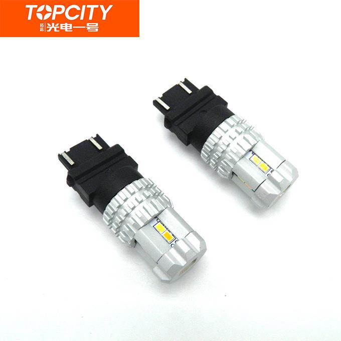 汽车LED车灯白黄双色解码转向灯3157T25302012SMD刹车灯