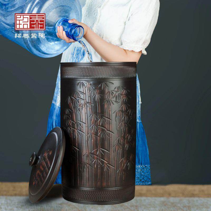 水缸家用储水用陶瓷老式带盖纯净水桶大容量过滤泡茶台饮水机抽D&