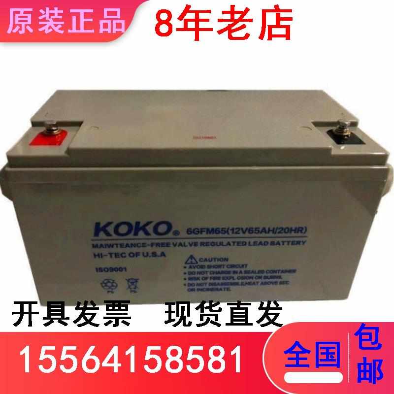 KOKO蓄电池12V65AH/6GFM65机房基站通讯UPS EPS直流屏应急电源