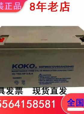 KOKO蓄电池12V65AH/6GFM65机房基站通讯UPS EPS直流屏应急电源