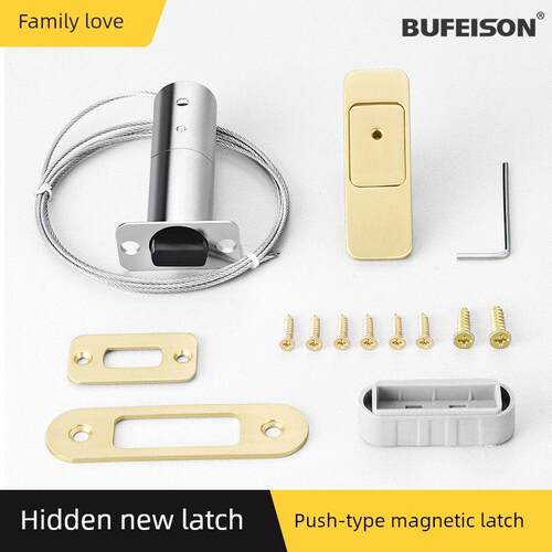 隐形磁性隐藏门闩木门入口门双门副母门静音自动门闩折叠门闩