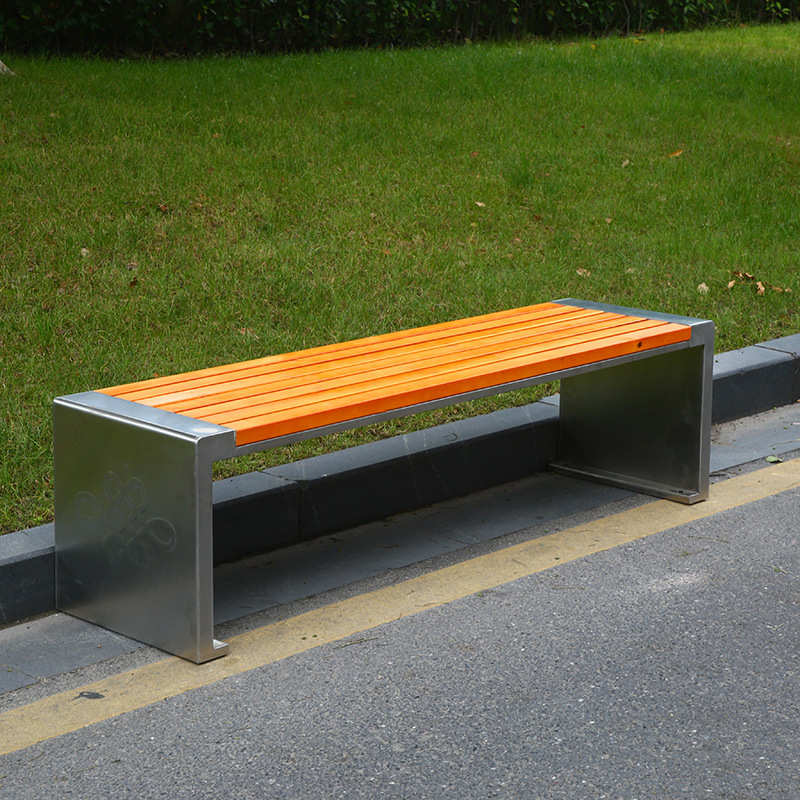 logo排不锈钢靠背创意中国广场凳子结椅长条椅休闲公园椅户外实木