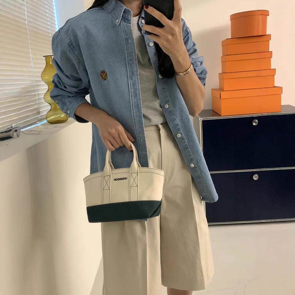 现货】吴小姐seoul韩国刺绣牛仔衬衫纯色女式外套衬衣设计感休闲