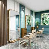 镜金色美发发廊专用带灯SY124高清不锈钢理发镜单台双面落地镜美