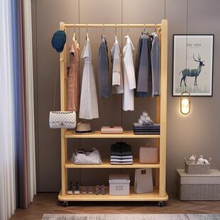 实木全身镜落地家用穿衣镜衣帽架一体卧室多功能收纳挂衣架试衣镜