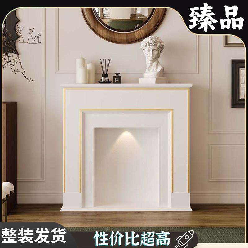 法式壁炉柜现代简约壁炉柜玄关方形灯带电视柜摄影背景客厅装饰柜