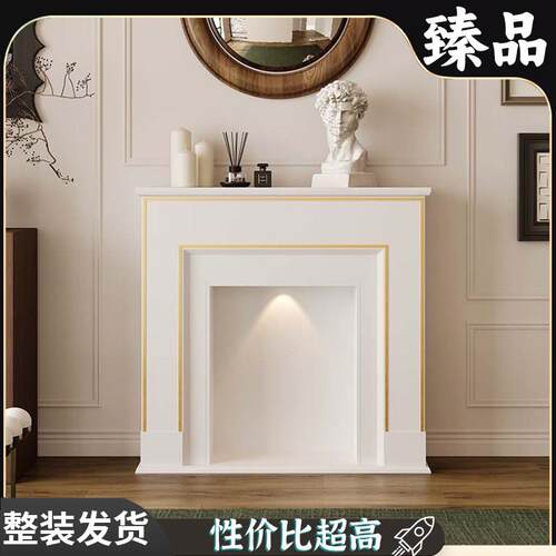 法式壁炉柜现代简约壁炉柜玄关方形灯带电视柜摄影背景客厅装饰柜