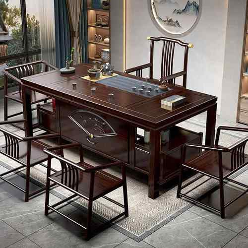 花梨木茶桌新中式实木茶桌椅组合功夫茶几办公室客厅禅意红木茶台
