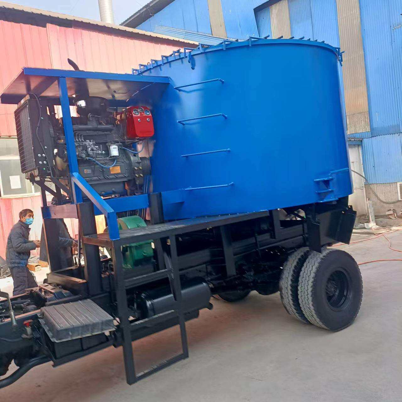 车载式5立方平口搅拌机 混凝土水泥工地移动柴油平口搅拌机搅拌车