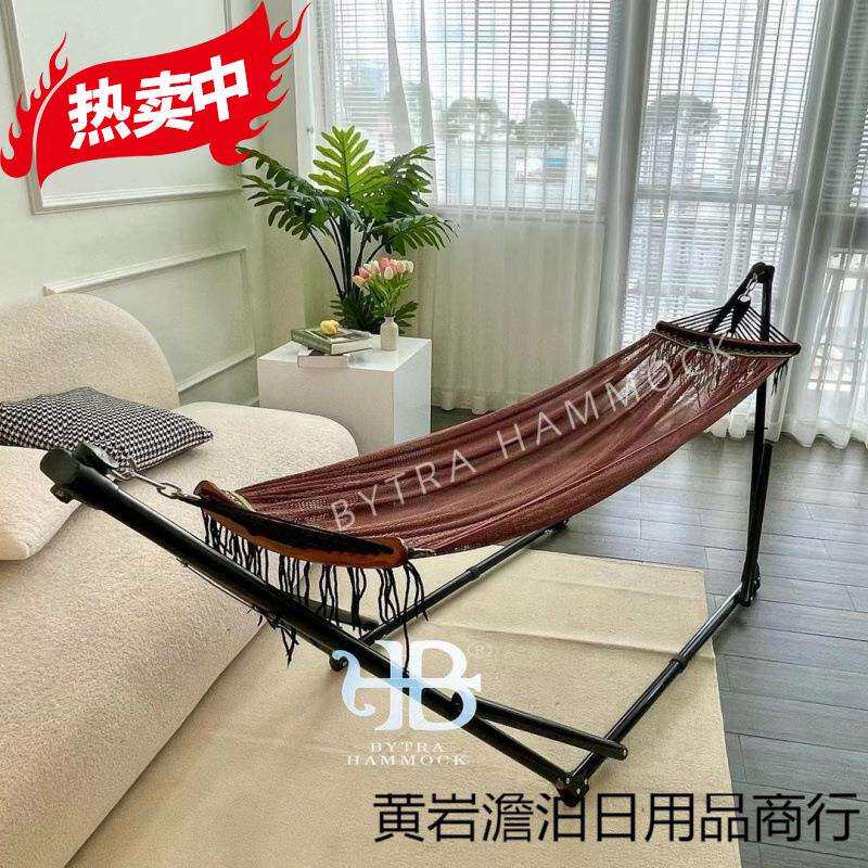 越南进口BAN MAI黑色加厚支架户外吊床 成人 网床折叠调节自驾床