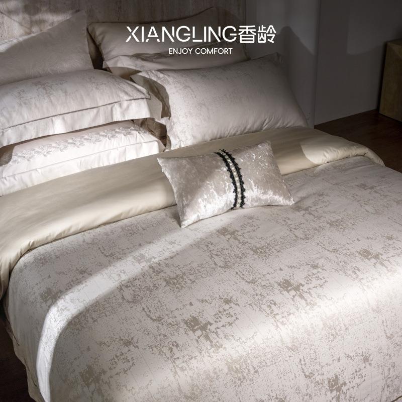 香龄实体店款 高端纯棉140S色织提花四件套全棉四季酒店床上用品