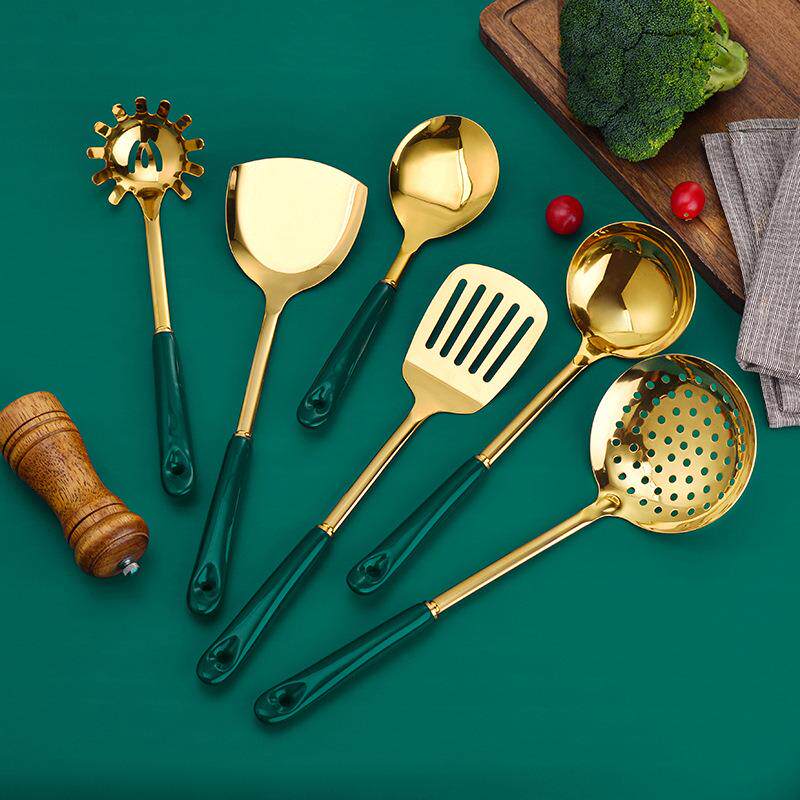 北欧厨房全套漏勺汤勺防烫手柄铲炒菜铲勺厨具用品七件套耐高温
