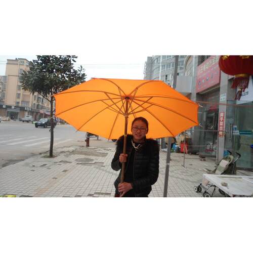 防古黄布伞 影视舞台道具老式竹制手工艺伞成人长柄特大号晴雨伞A