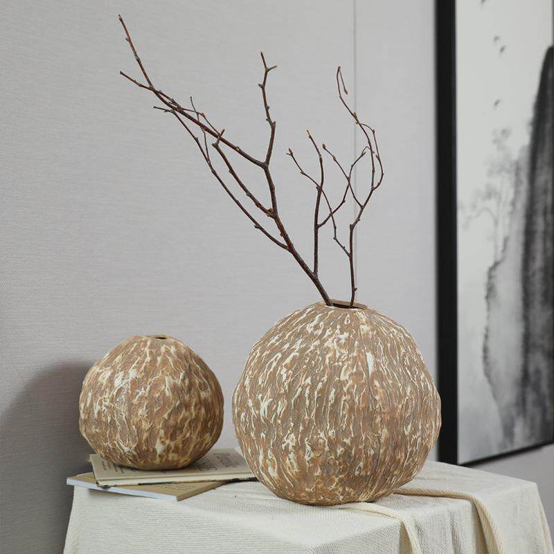 现代复古风陶瓷花瓶摆件干花插花客厅玄关餐桌电视柜家居软装饰品