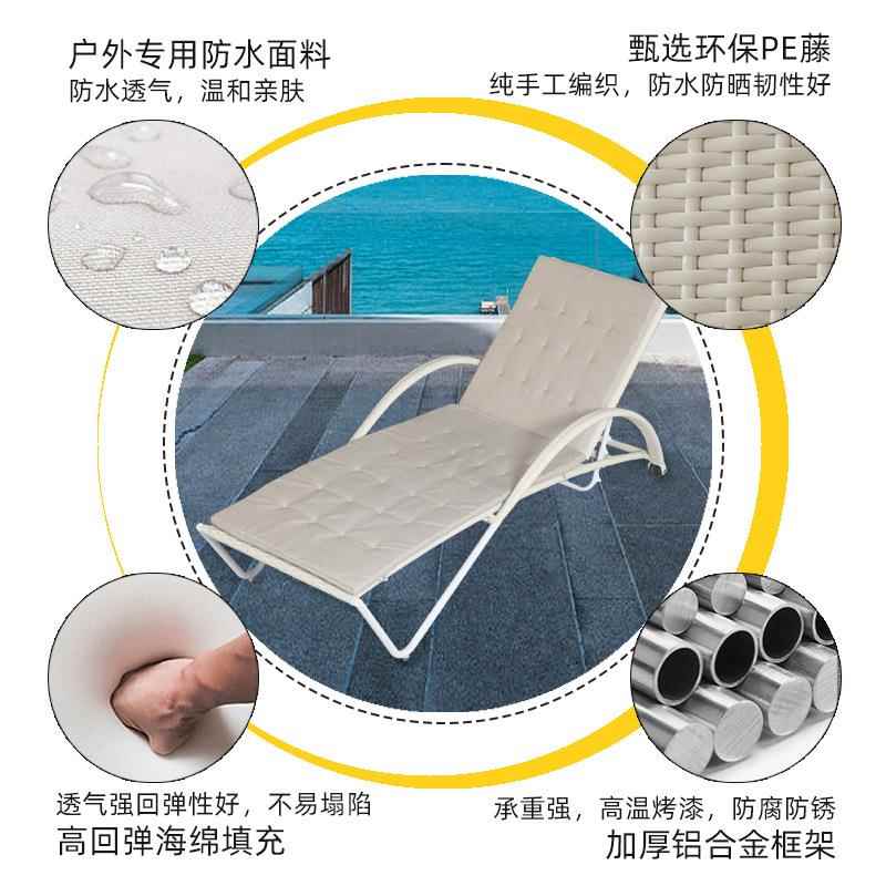户外藤编躺床别墅游百伦躺椅泳池躺床休室藤外沙滩椅防水防闲晒庭