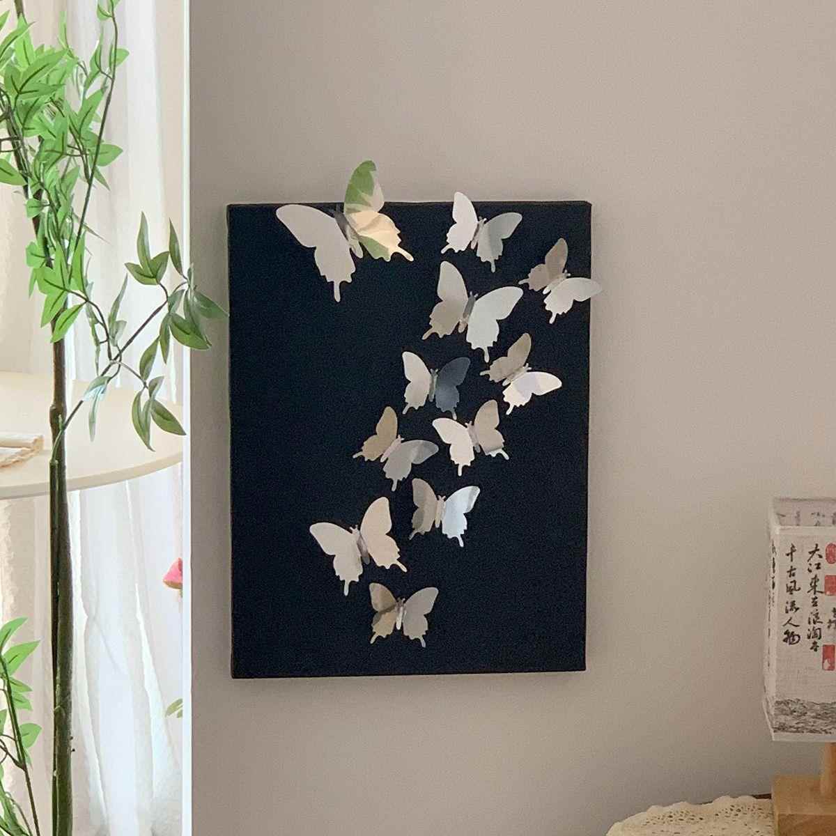 中古风diy镜面蝴蝶装饰画客厅电视柜摆台玄关高级感小众挂画摆件图片