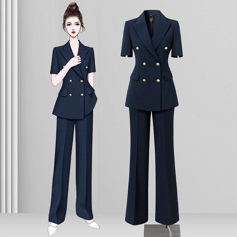 短袖西装套装女夏装薄款西服外套高级感通勤职业正装管理层工作服